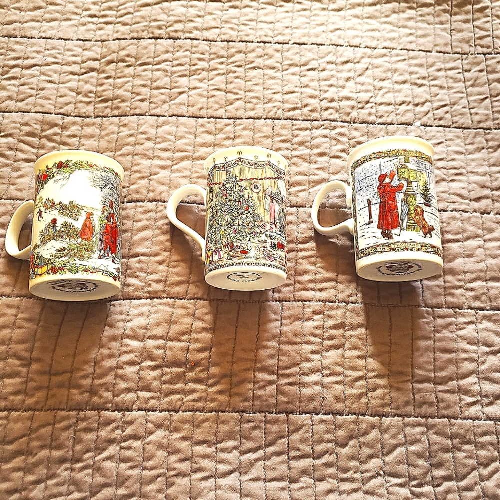 3 Vintage Collector  Mugs Christmas Cheer Dunoon Stoneware-1 Fine Bone-PM1